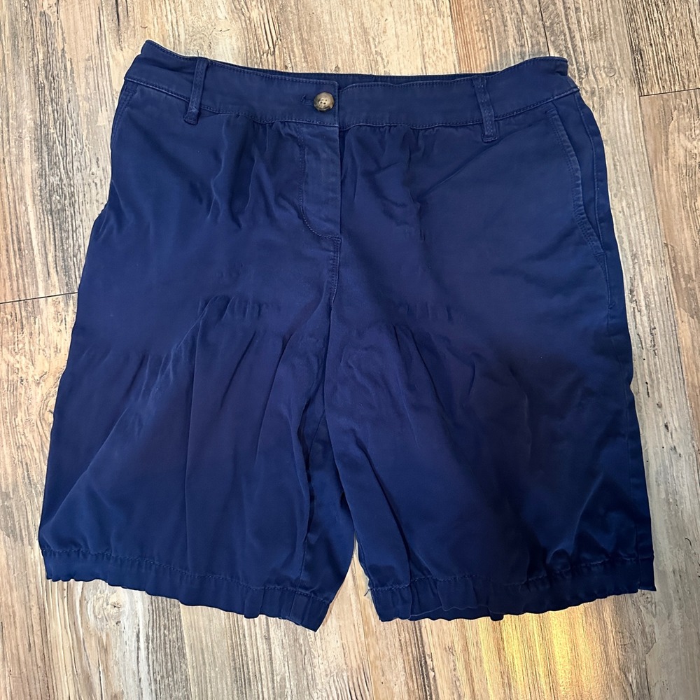 Tommy Bahama Navy Blue Cotton Tencel Blend Bubble Hem Chino Shorts Womens Size 8